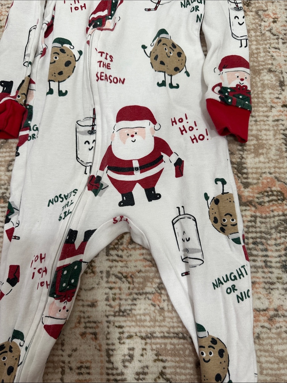 Carter's White Holiday Santa & Treats Footed One-Piece Pajamas - Picture 2 of 4
